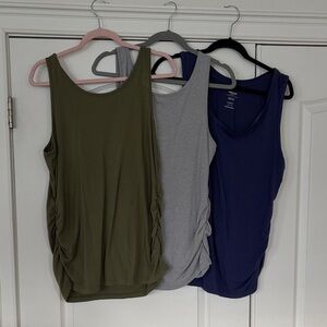 Maternity Tank Top Bundle Size Xl - Olive, Gray, and Navy